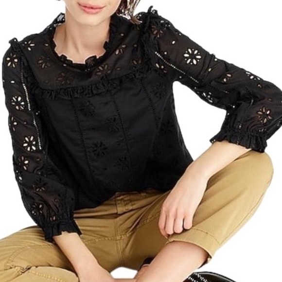 J. Crew Pink Eyelet Long Sleeve - Picture 2 of 15